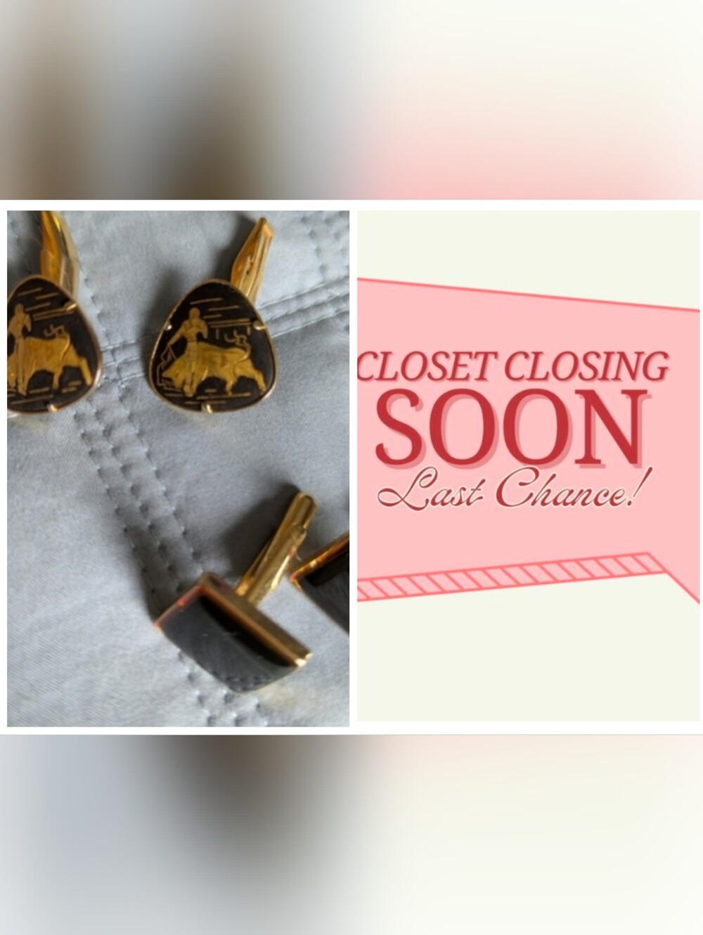 CLEARANCE Gold and Black Bull Design Cufflinks